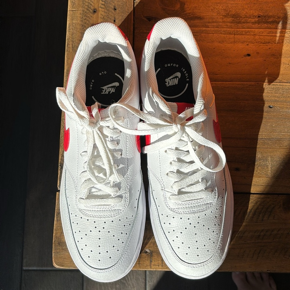 Nike Court Vision Low Swoosh White Red Black Camo Print Mens